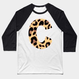 Letter C Initial Cheetah Monogram Sticker Baseball T-Shirt